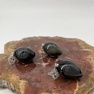 Pendule Obsidienne Gravée