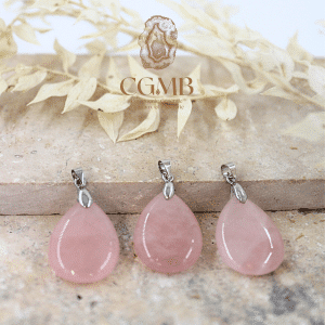 Pendentif goutte en Quartz rose