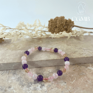Bracelet Multi - Quartz rose / Pierre de Lune / Amethyste / Citrine