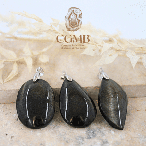 Pendentif en Obsidienne dorée